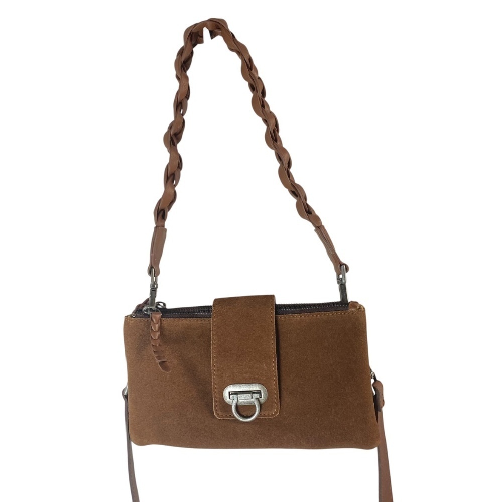 HARBOUR 2nd brown Suede Leather Crossbody Shoulder bag Double Strap Baguette - Picture 2 of 12